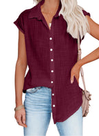 Women's Summer Solid Cotton Linen Shirt