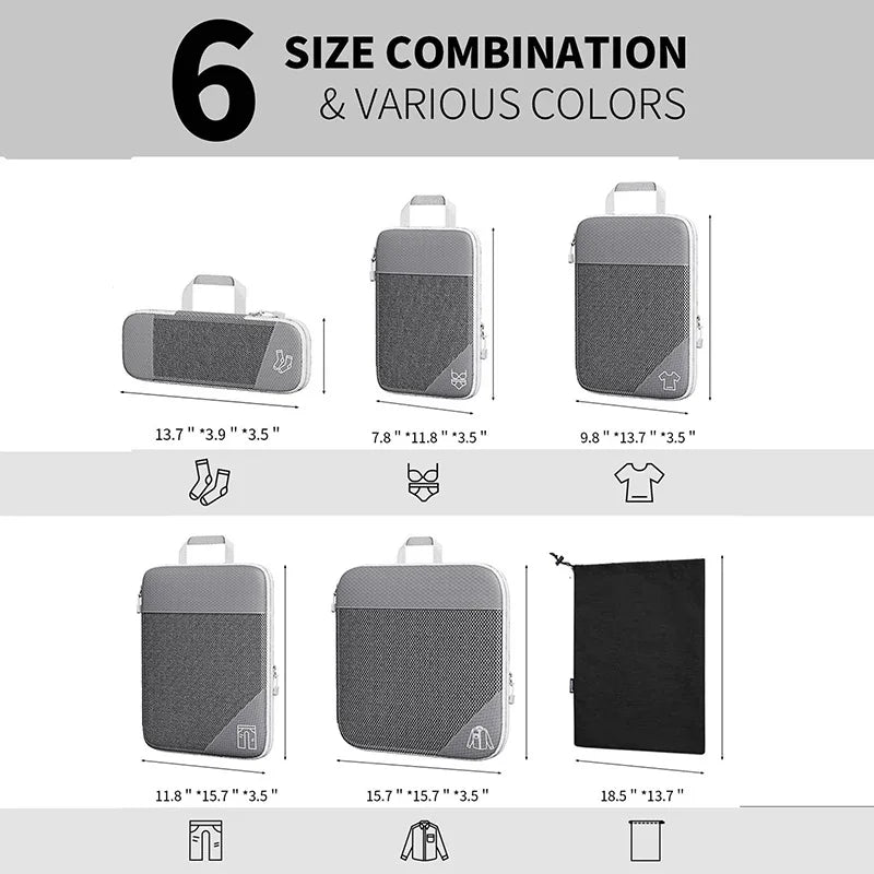 Travel Compression Storage Bag Set w/Shoe Bag