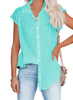 Women's Summer Solid Cotton Linen Shirt