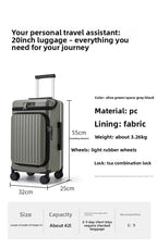 20" Multifunctional Front Opening Carry-on Luggage