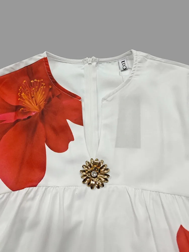Women's Short Sleeve Pleated A-Line Dress