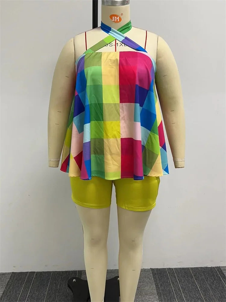 Women's Sleeveless Beach Printed Short Sets