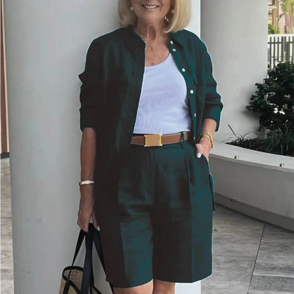 Women's Elegant Solid Color Shorts Sets