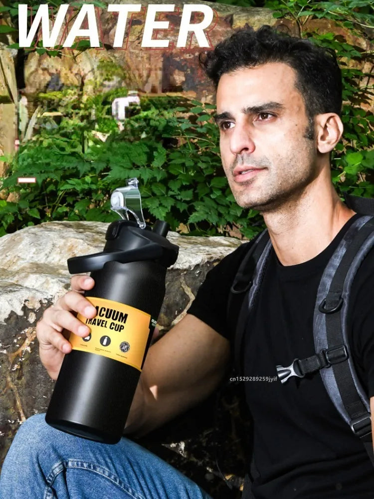 800/1000/1200/1500ML Stainless Steel Thermos w/Straw