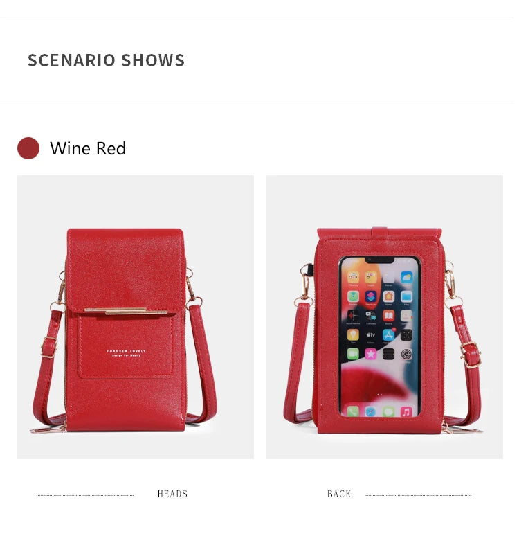 Soft Leather Touch Screen Crossbody