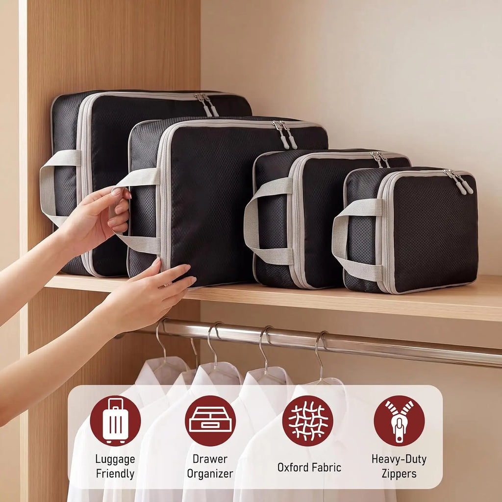4Pcs Travel Compression Packing Cube Set