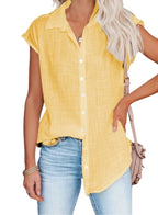 Women's Summer Solid Cotton Linen Shirt