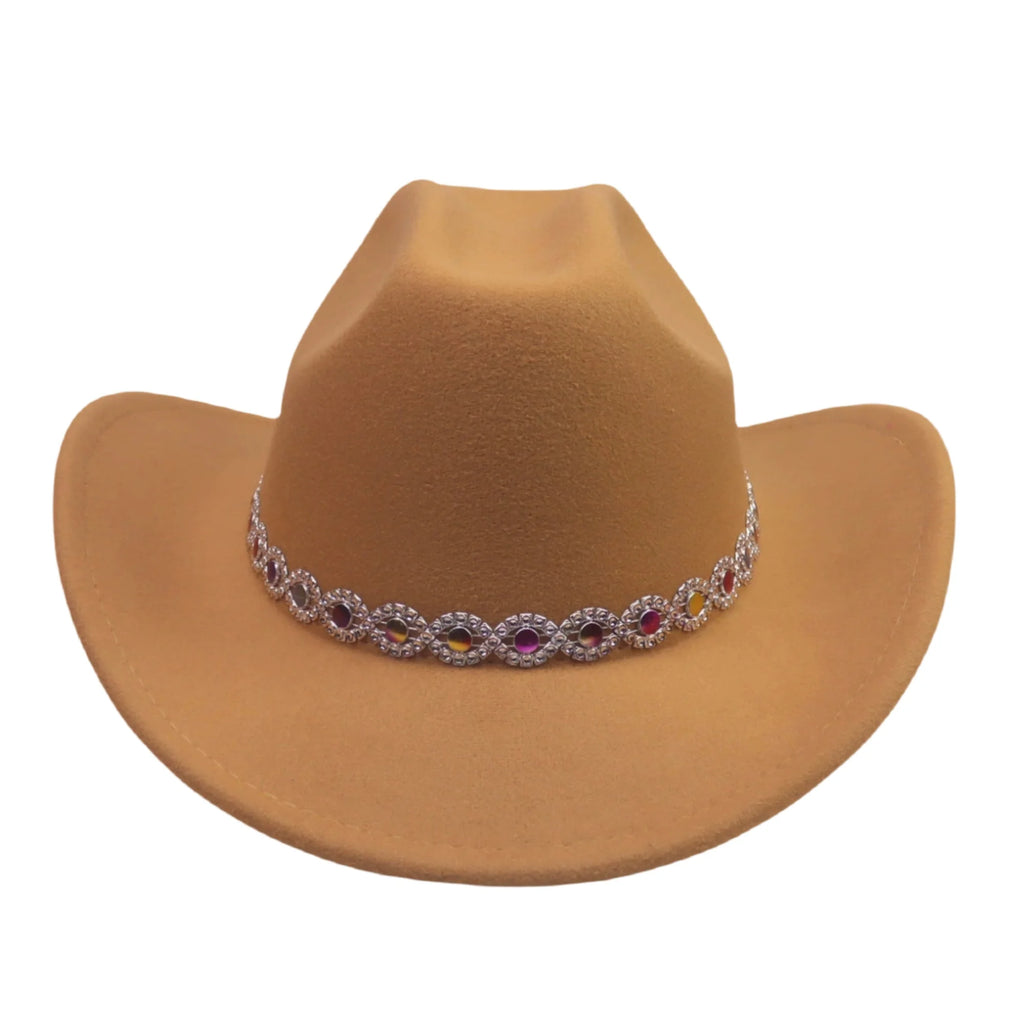 Stylish Felt Cowgirl Hat w/Wide Brim