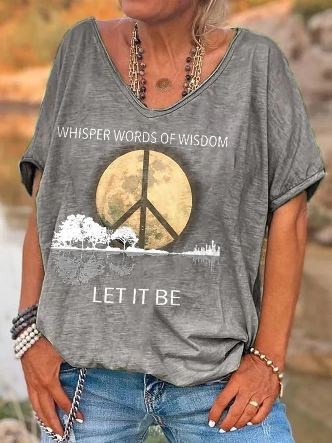 Women's Hippie Let It Be Print T-Shirts