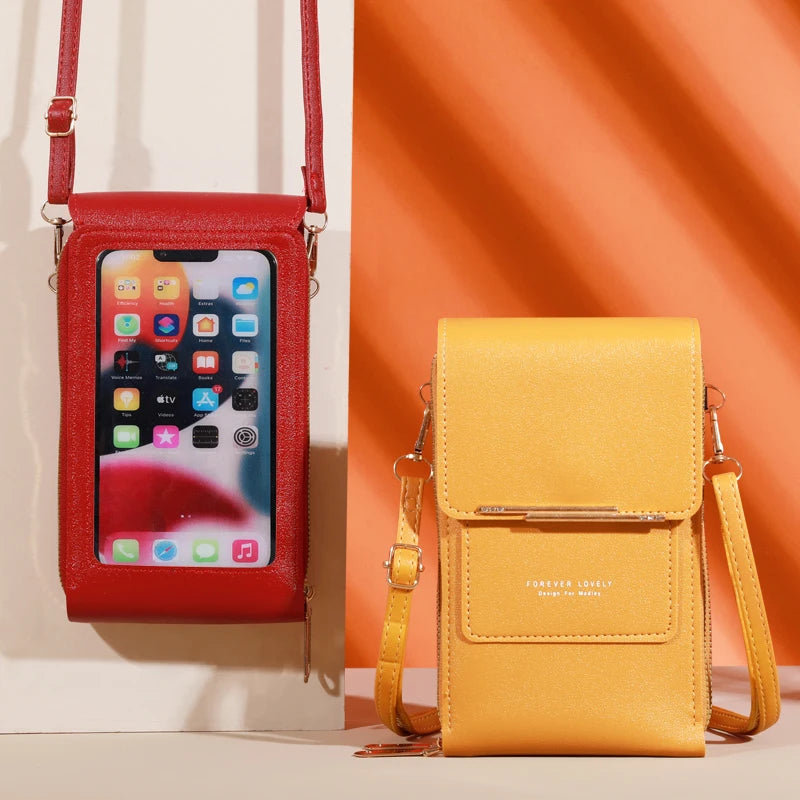 Soft Leather Touch Screen Crossbody
