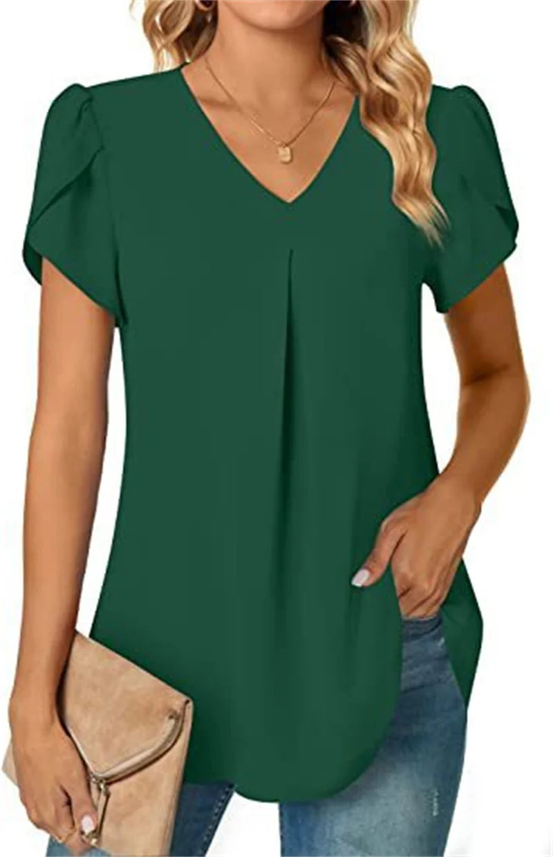 Women's V-Neck Splice Lace Decoration Pullover