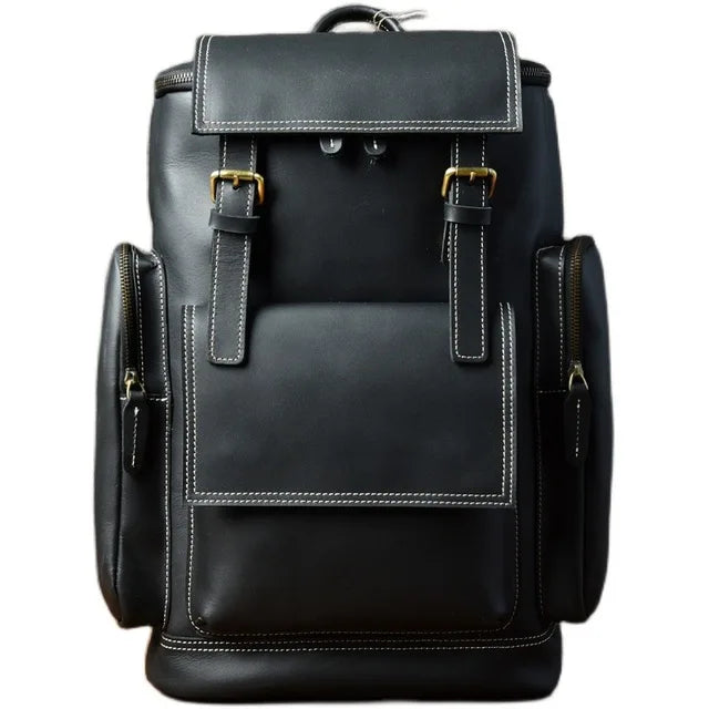 Vintage Crazy Horse Genuine Leather Hiking Backpack