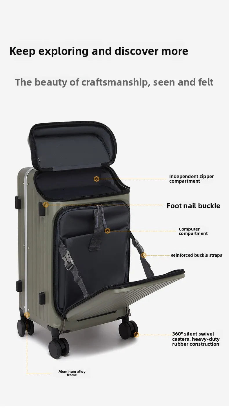 20" Multifunctional Front Opening Carry-on Luggage