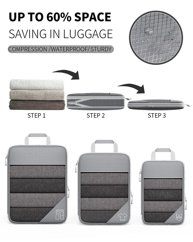 Travel Compression Storage Bag Set w/Shoe Bag