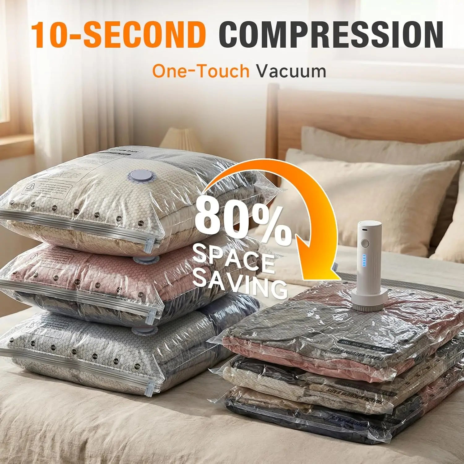 18-Pack Cordless Travel Vacuum Compression Bags