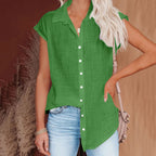 Women's Summer Solid Cotton Linen Shirt