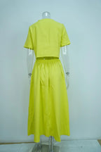 Women's Two Piece Summer Short Sleeve O-Neck Shirt and Skirt Set