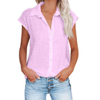 Women's Summer Solid Cotton Linen Shirt