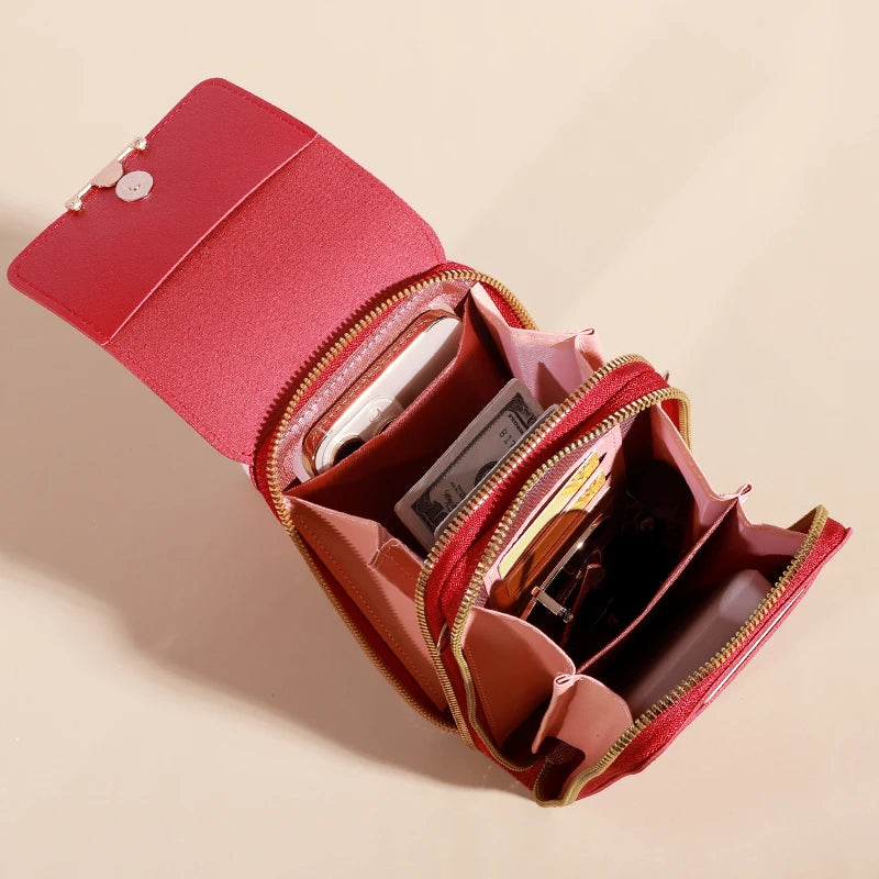 Soft Leather Touch Screen Crossbody