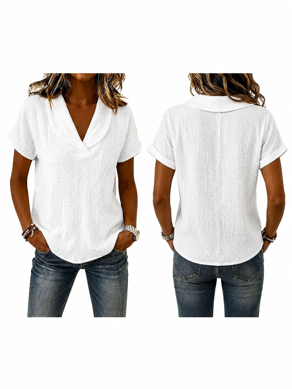 Women's Breathable Crinkle Cotton Linen Blouse