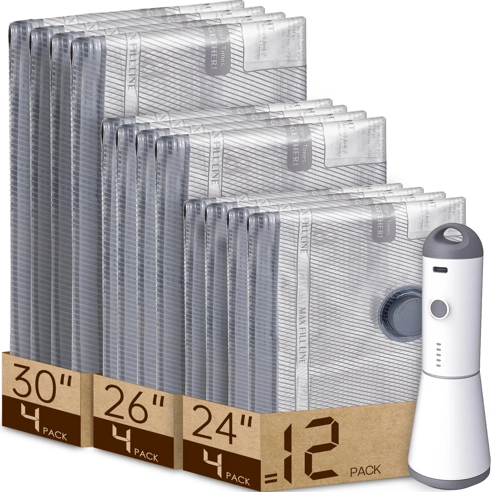15-Pack Cordless Travel Vacuum Storage Bags
