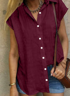 Women's Summer Solid Cotton Linen Shirt