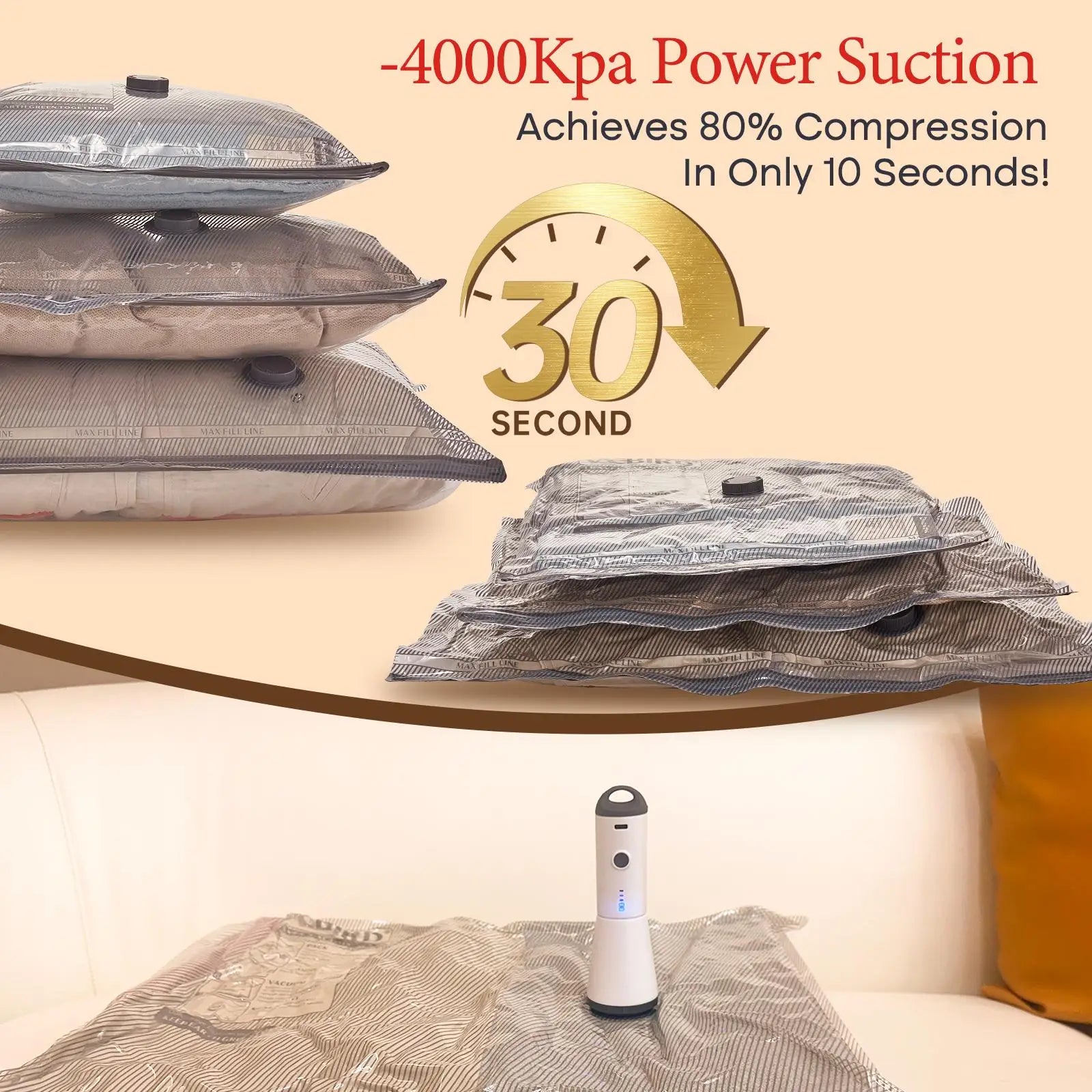 15-Pack Cordless Travel Vacuum Storage Bags
