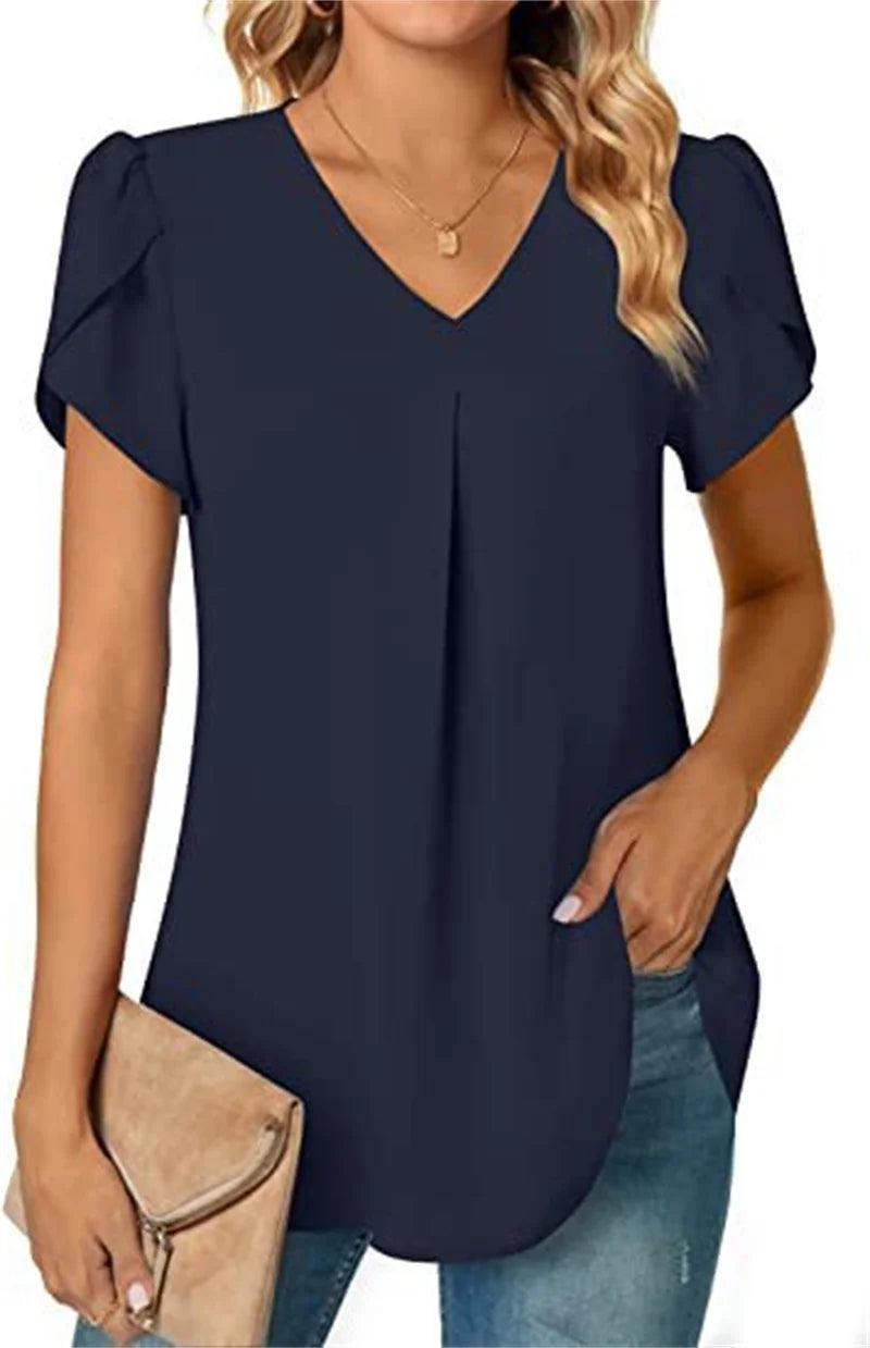 Women's V-Neck Splice Lace Decoration Pullover