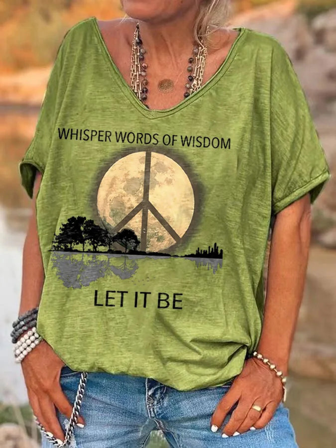 Women's Hippie Let It Be Print T-Shirts