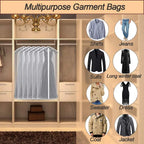 6 Sets Clear Plastic Garment Bags w/Zipper