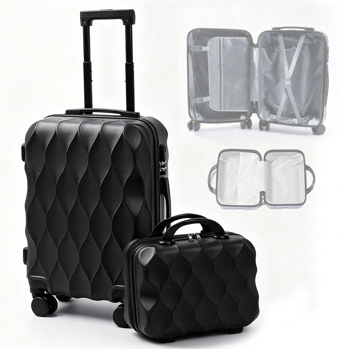 2Pcs Travel Luggage Set with Lightweight Cosmetic Bag
