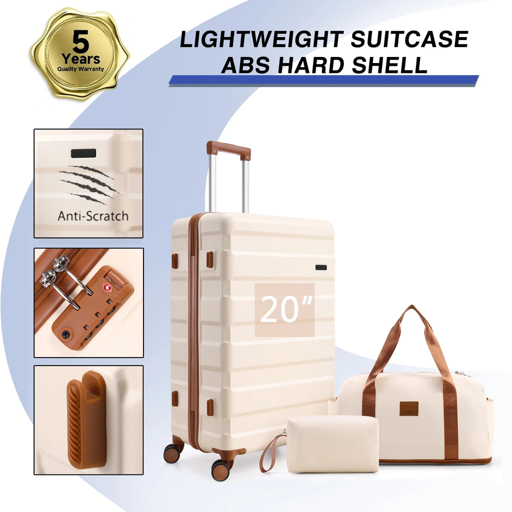 3/5pcs 20/24/28" Luggage Set w/Toiletry Bag & Duffel Bag