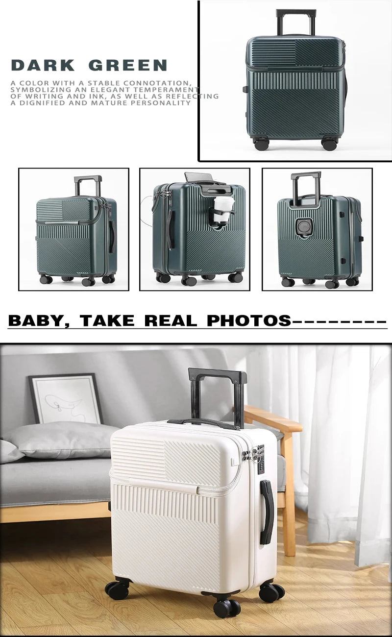 Stylish 20" Lightweight Carry-on w/Cup Holder