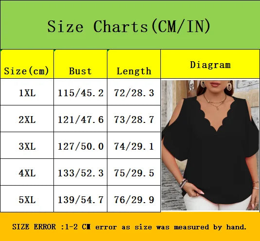 Women's Elegant Off-Shoulder Wave V-Neck T-Shirt