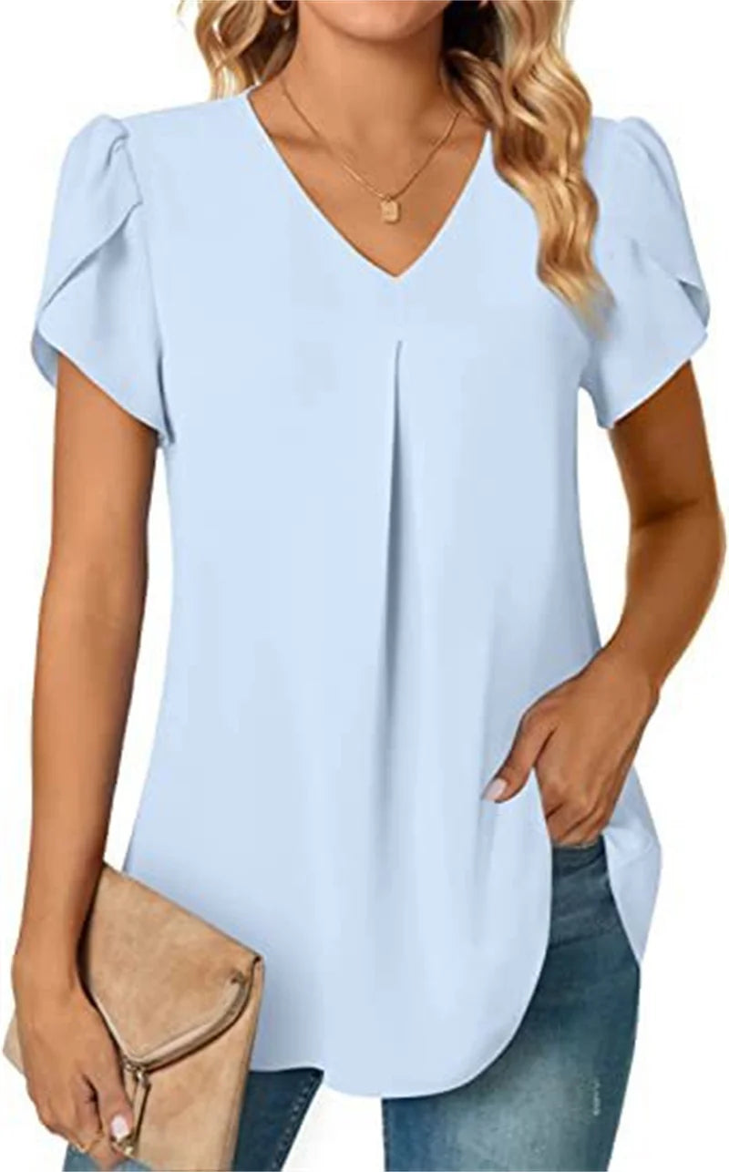 Women's V-Neck Splice Lace Decoration Pullover