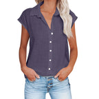 Women's Summer Solid Cotton Linen Shirt