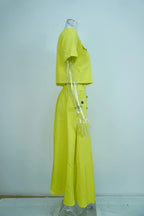 Women's Two Piece Summer Short Sleeve O-Neck Shirt and Skirt Set