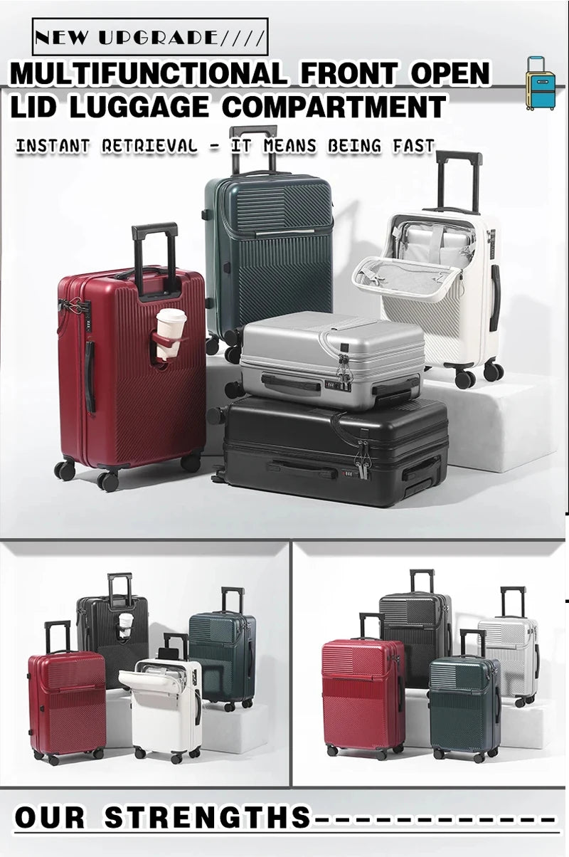 Stylish 20" Lightweight Carry-on w/Cup Holder