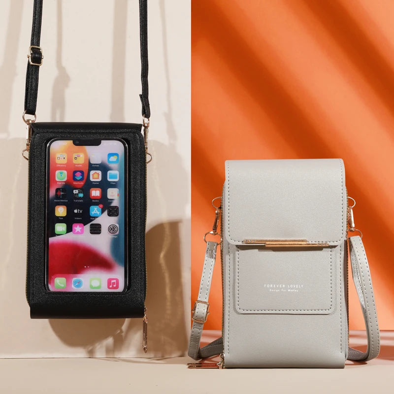 Soft Leather Touch Screen Crossbody