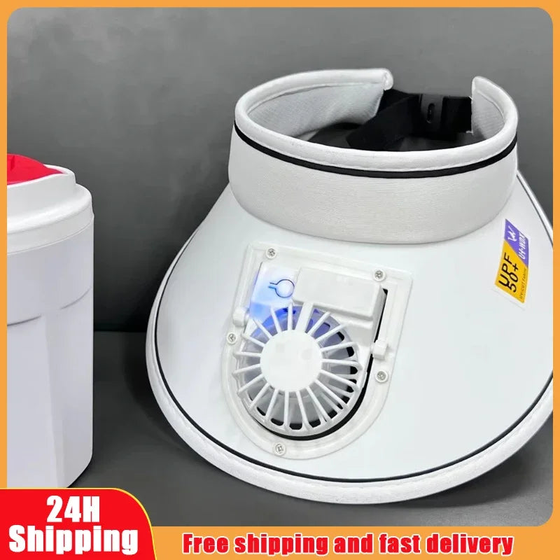Fishing Cooling Fan Hat w/USB Rechargeable Battery