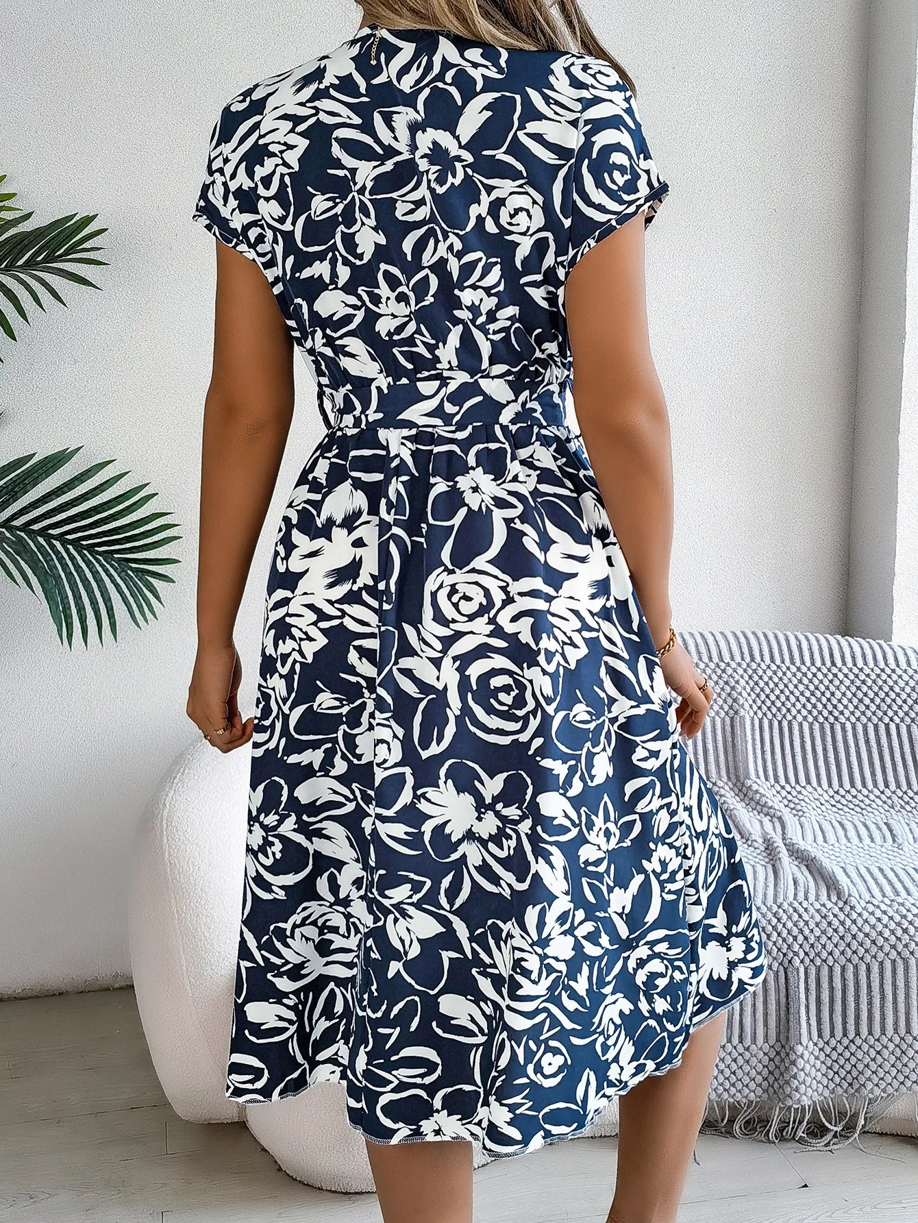 Women's VigoCasey Elegant Flower Print Short Dress