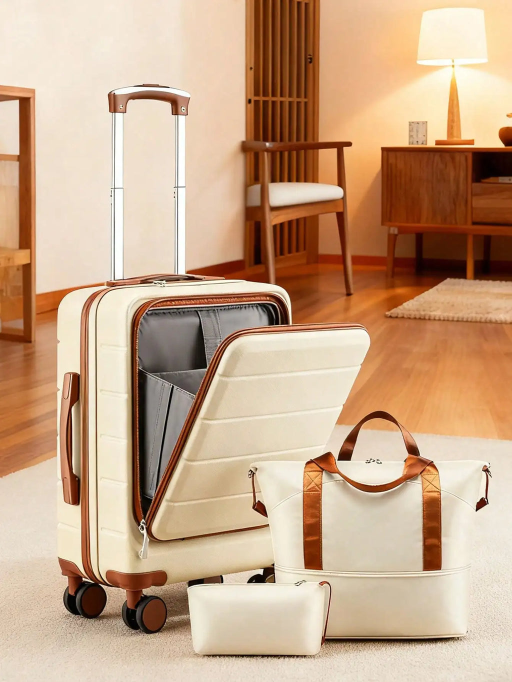 3Pcs Travel Luggage Set with Tote & Toiletry Bag
