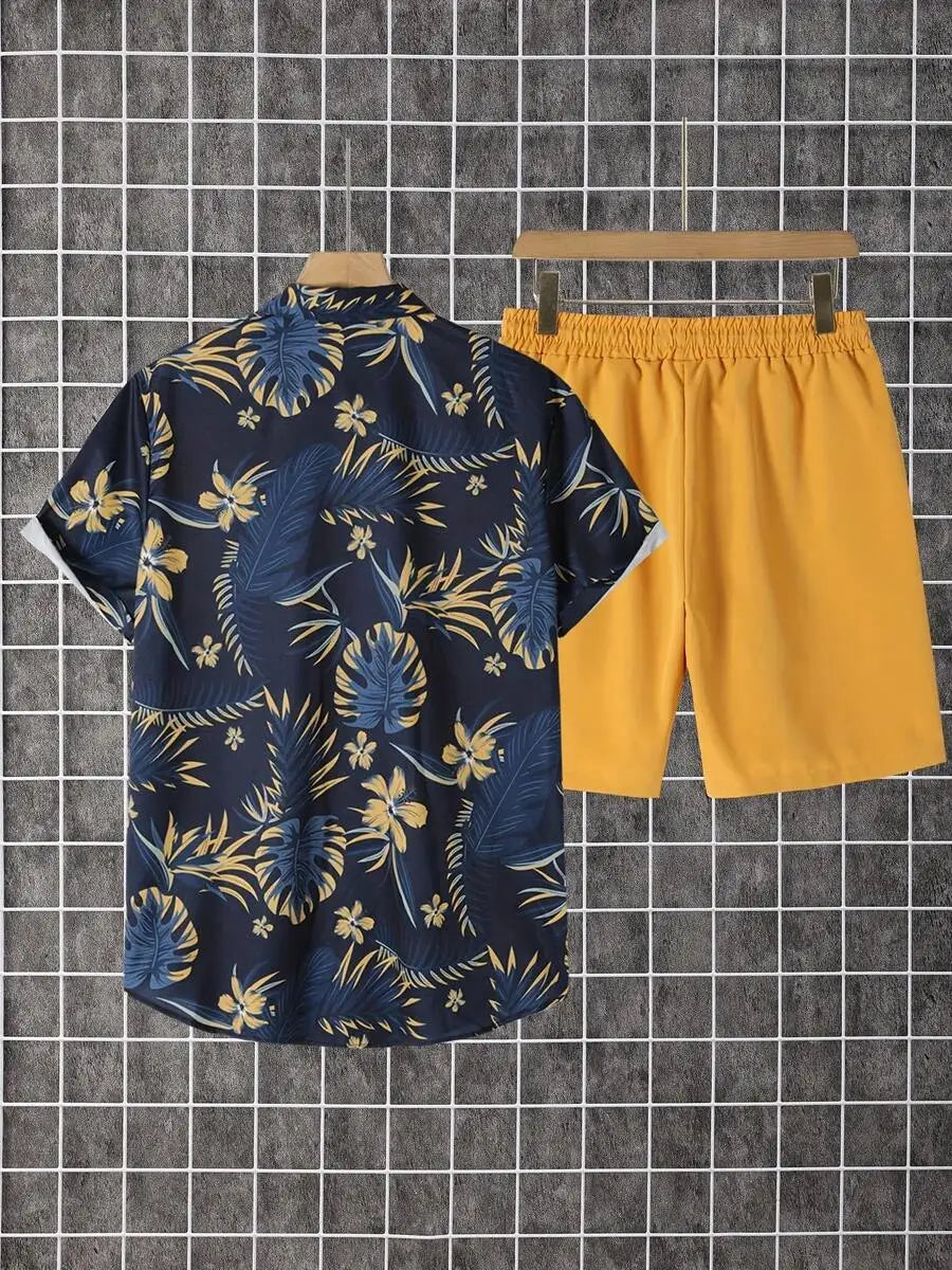 Men's Summer Hawaiian Shorts Set