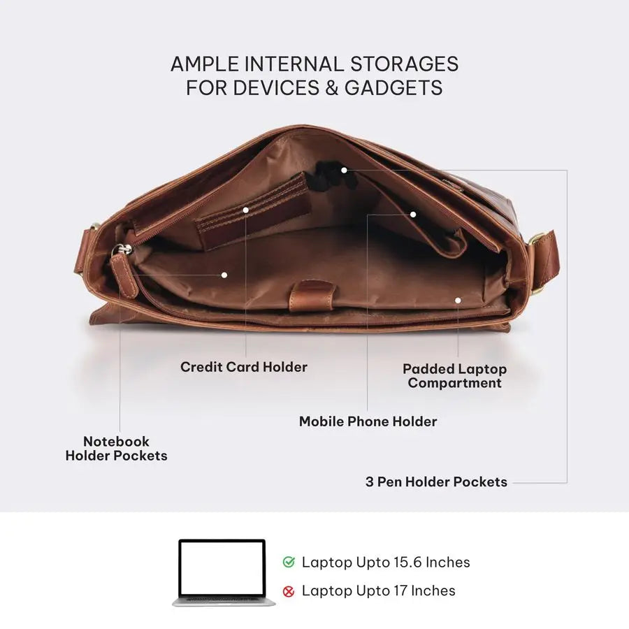 Real Genuine Leather Messenger Bag
