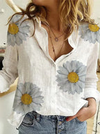 Women's Vintage Cotton Linen Blouse