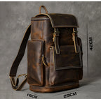 Vintage Crazy Horse Genuine Leather Hiking Backpack