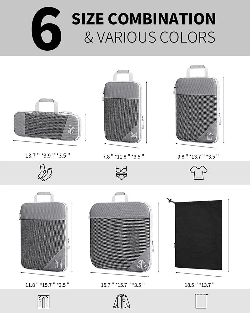 Travel Compression Storage Bag Set w/Shoe Bag