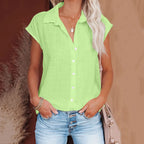 Women's Summer Solid Cotton Linen Shirt