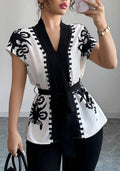 Women's Elegant Commute Floral Print Short Sleeve Top