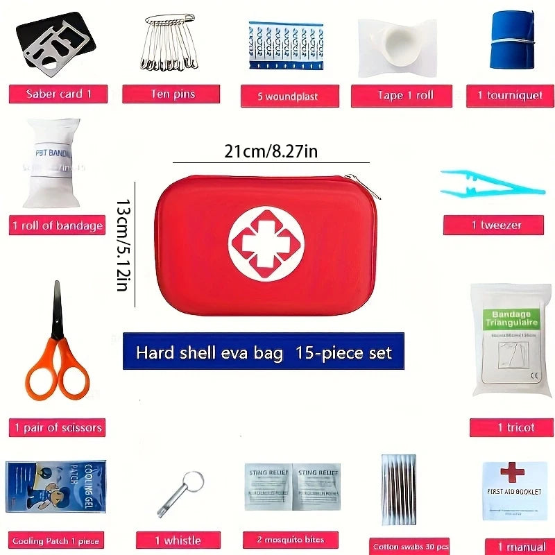 TrailSafe First Aid Kit – Compact Travel Emergency Kit with EVA Case